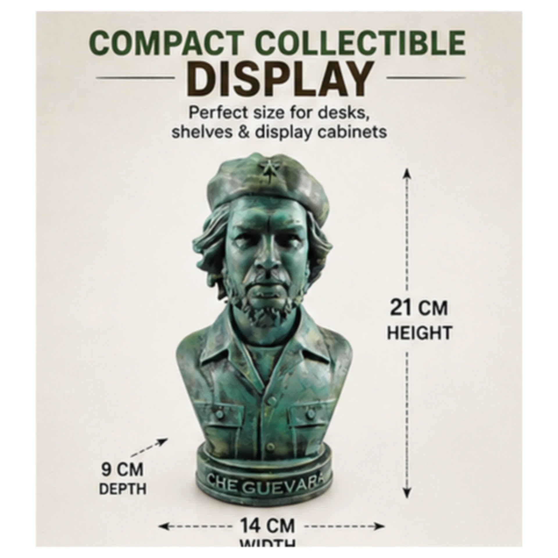 Che Guevara Bust Statue – Vintage Green Historical Collectible | Aurance Crafts