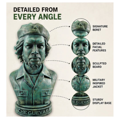 Che Guevara Bust Statue – Vintage Green Historical Collectible | Aurance Crafts