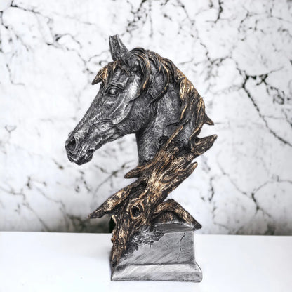 Silver Horse Head Resin Sculpture For Desk Decoration Ornament