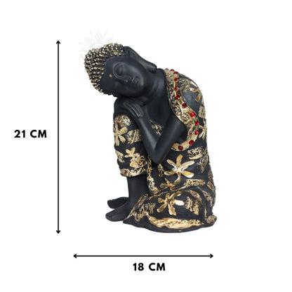 Pleasing Resting Buddha on Knee Polyresin Decorative Showpiece