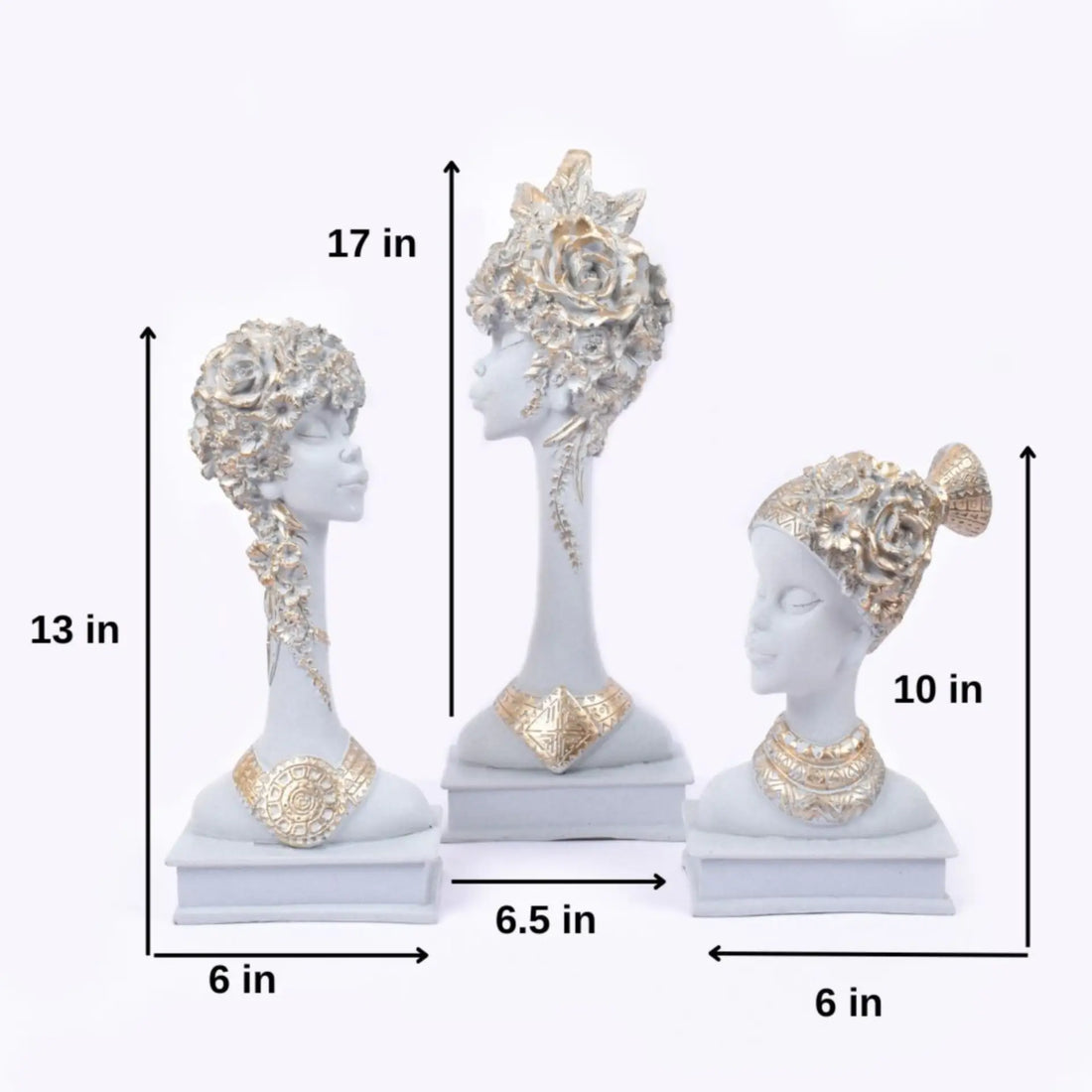 Set of 3 Exquisite Nigeria/African Lady Statue Showpieces