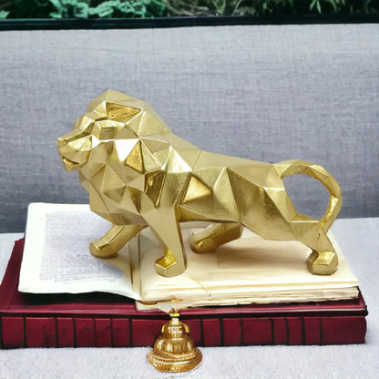 Geometric Resin Lion Statue: Modern Artistry for Your Space