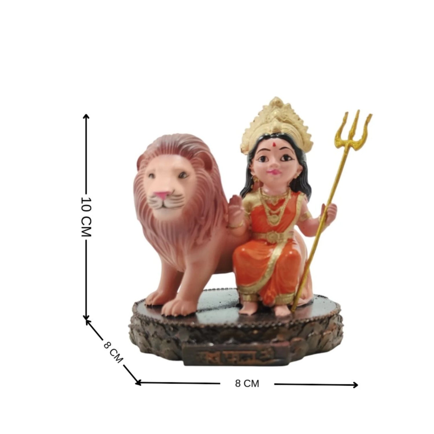 Maa Durga Bal Avtar with Lion Statue – Powerful Resin Idol for Prayer, Home Temple &amp; Car Dashboard