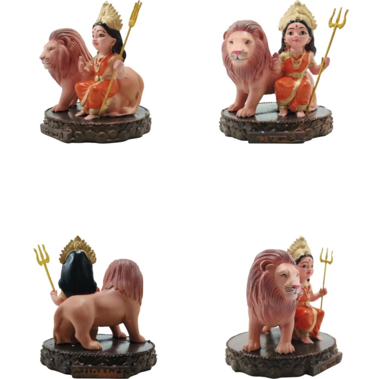 Maa Durga Bal Avtar with Lion Statue – Powerful Resin Idol for Prayer, Home Temple &amp; Car Dashboard