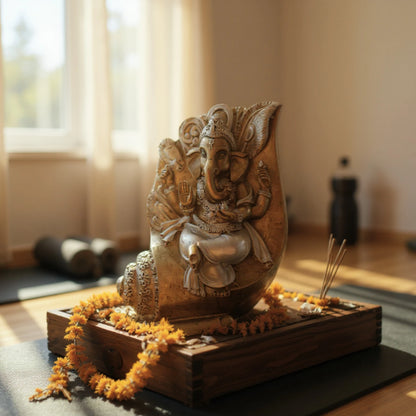 Spiritual Statue of Shank Ganesh - Resin Handcrafted Divine Elegance