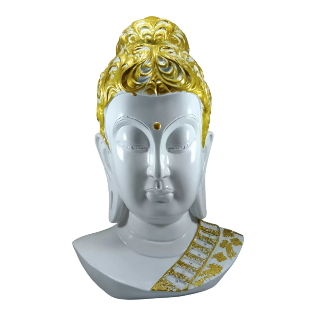 White Big Buddha Face Resin Statue