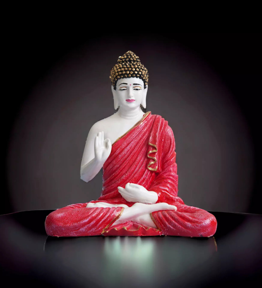 Pink 15-Inch Blessing Buddha Resin Handcrafted Statue
