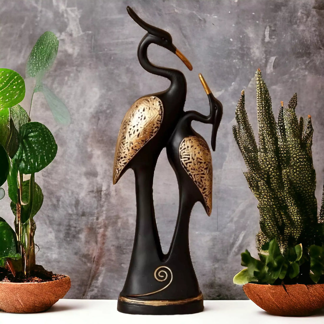 Black Swan Couple Resin Handcrafted Statue