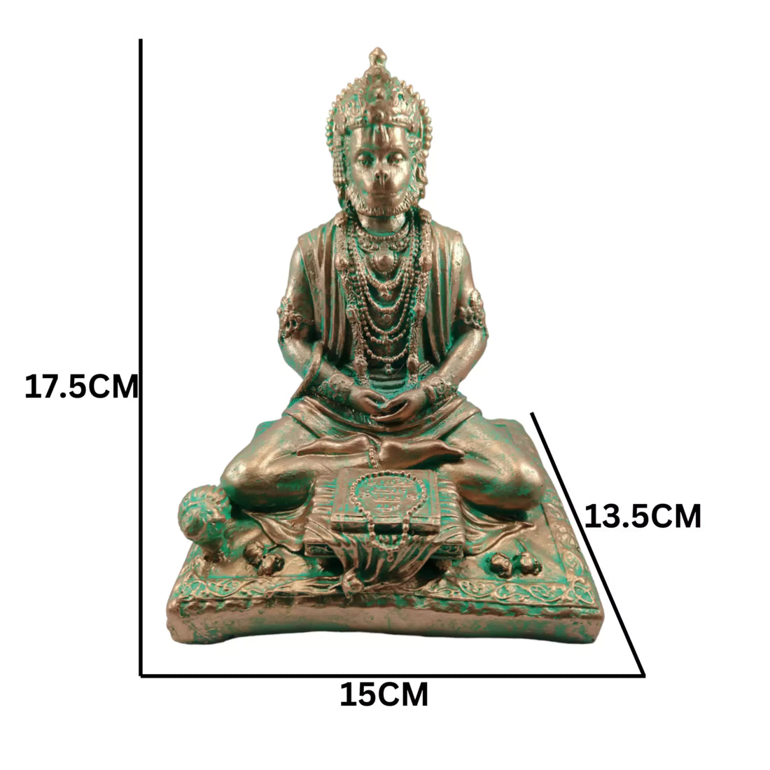 Antique Brass Hanuman Ji with Sacred Book Resin Statue