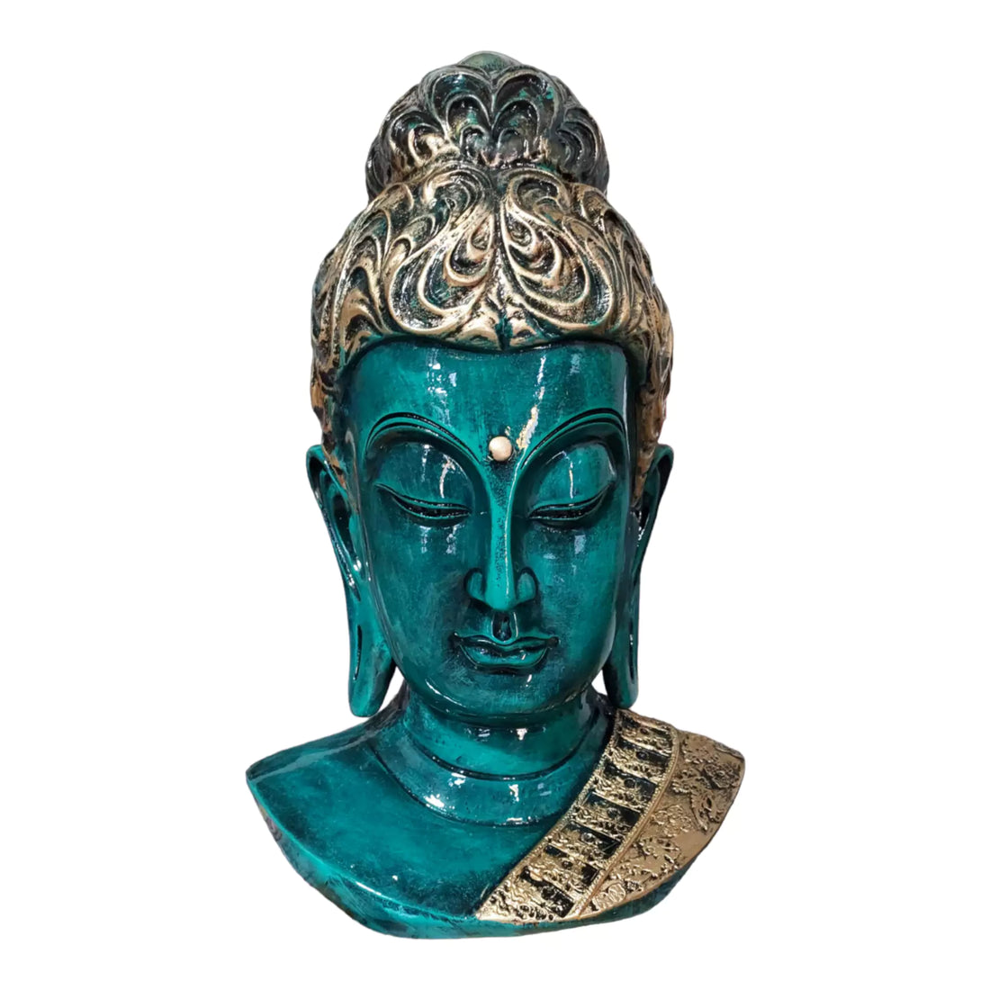 Cyan Big Buddha Face Resin Handcrafted Statue