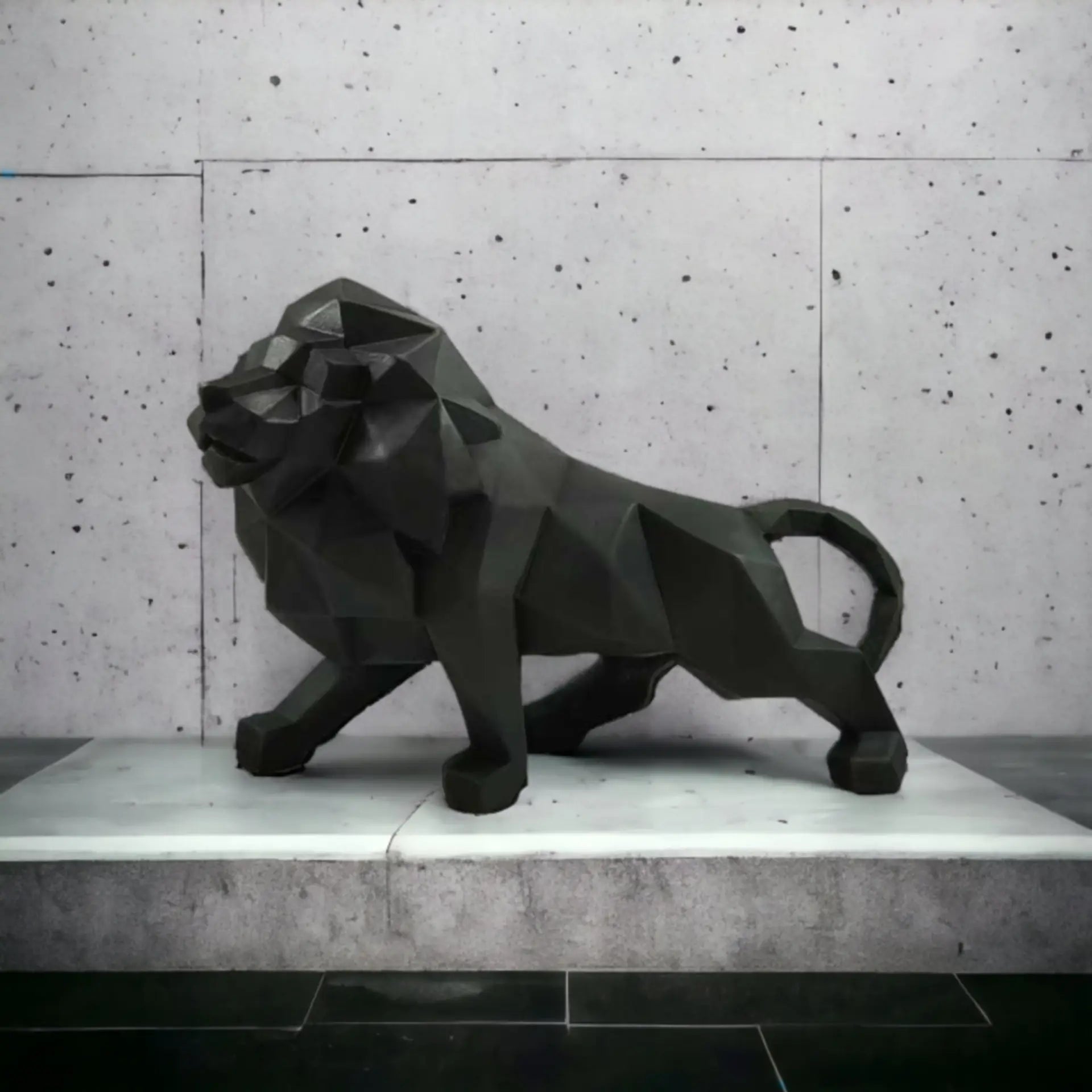 Geometric Resin Lion Statue: Modern Artistry for Your Space