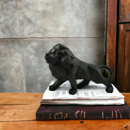 Geometric Resin Lion Statue: Modern Artistry for Your Space