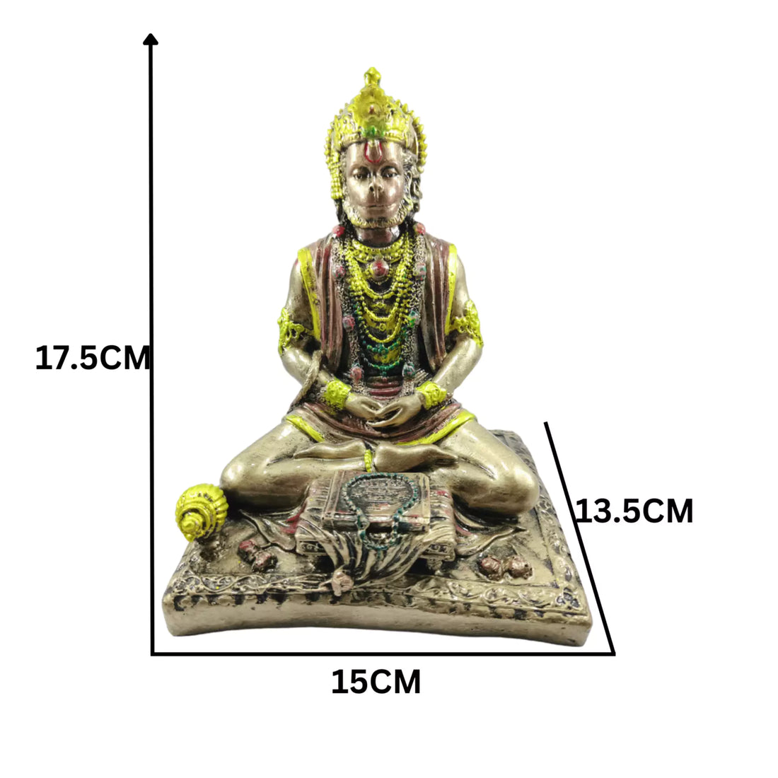 Antique Gold Hanuman Ji with Sacred Book Resin Statue