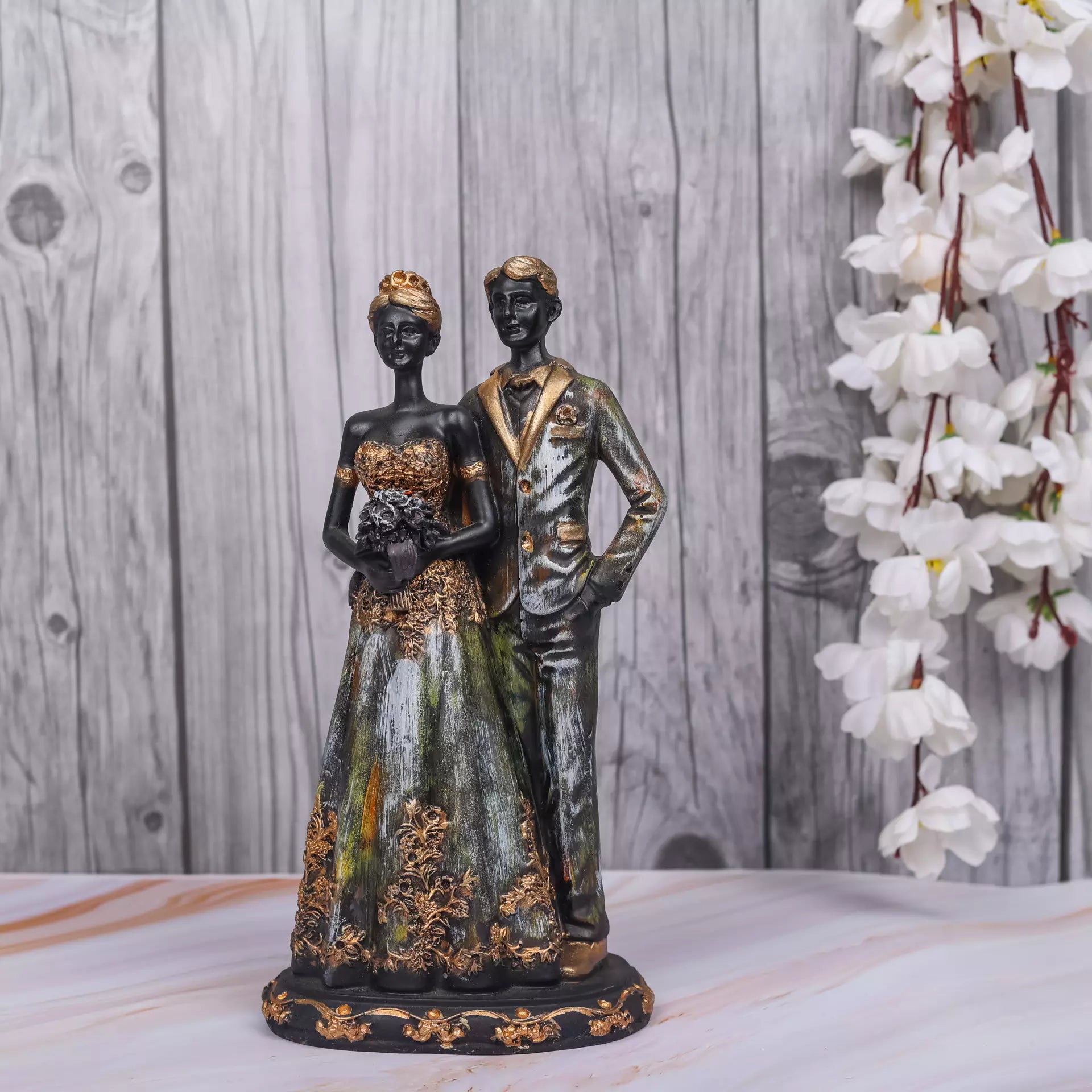 Standing Couple With Bouquet Resin Statue