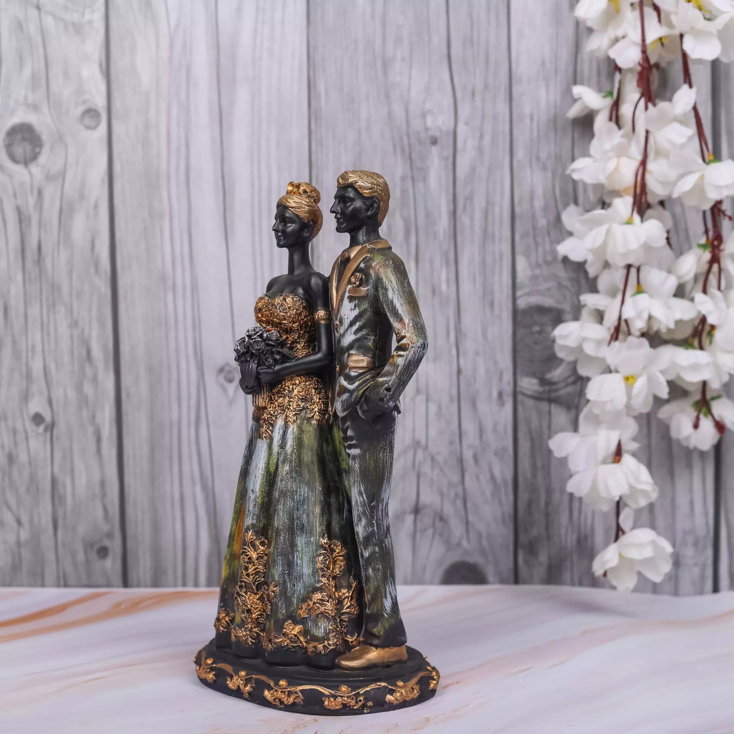 Standing Couple With Bouquet Resin Statue