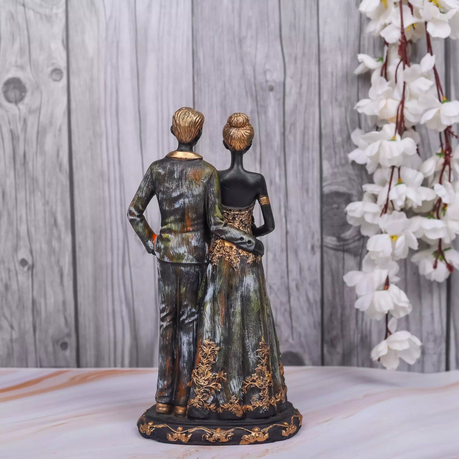 Standing Couple With Bouquet Resin Statue