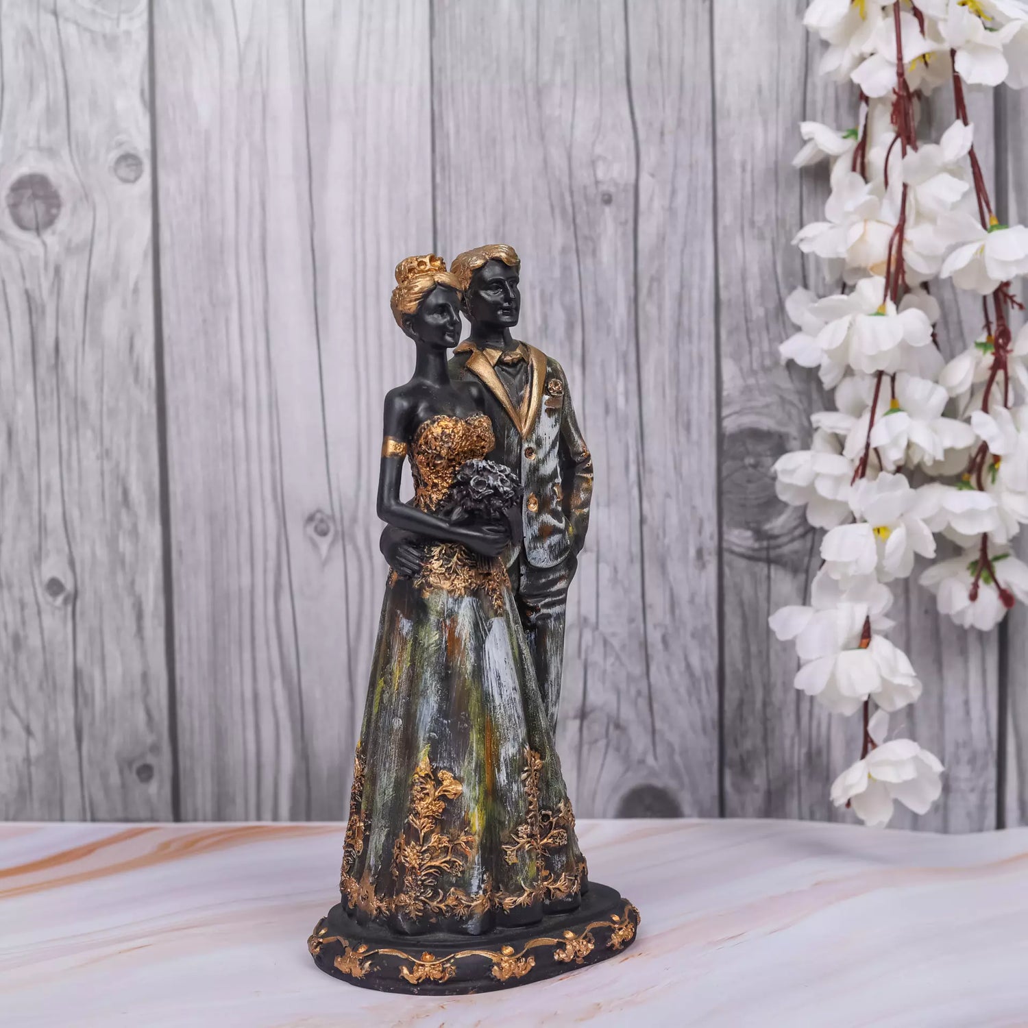 Standing Couple With Bouquet Resin Statue