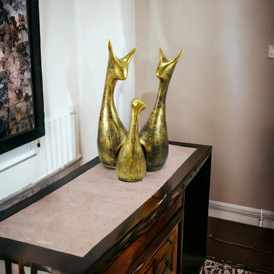 Gold Antique Deer Family Resin Handcrafted Statue