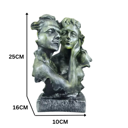 Green Couple Face Resin Statue