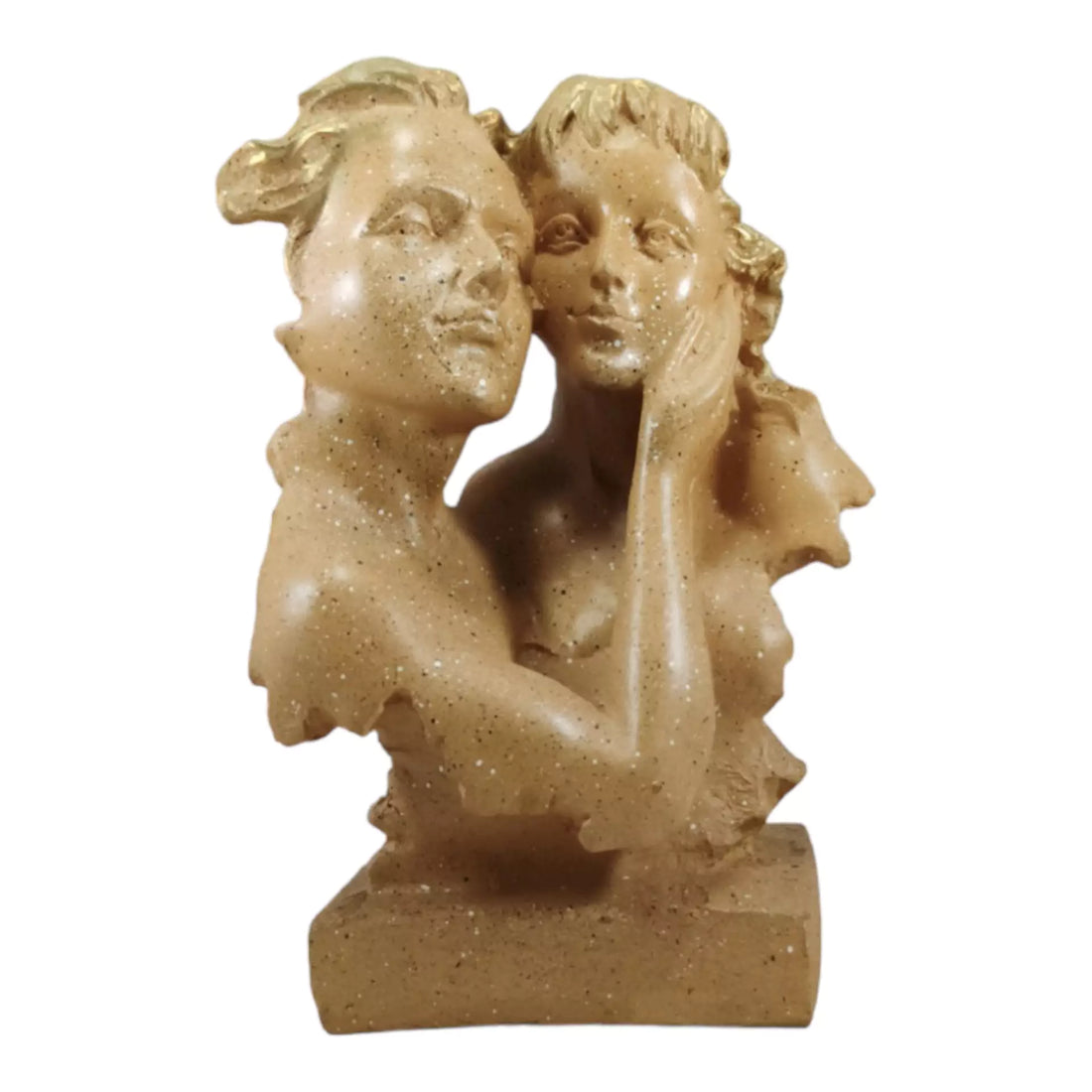 Orange Couple Face Resin Statue-Elegance for Vibrant Love Decor