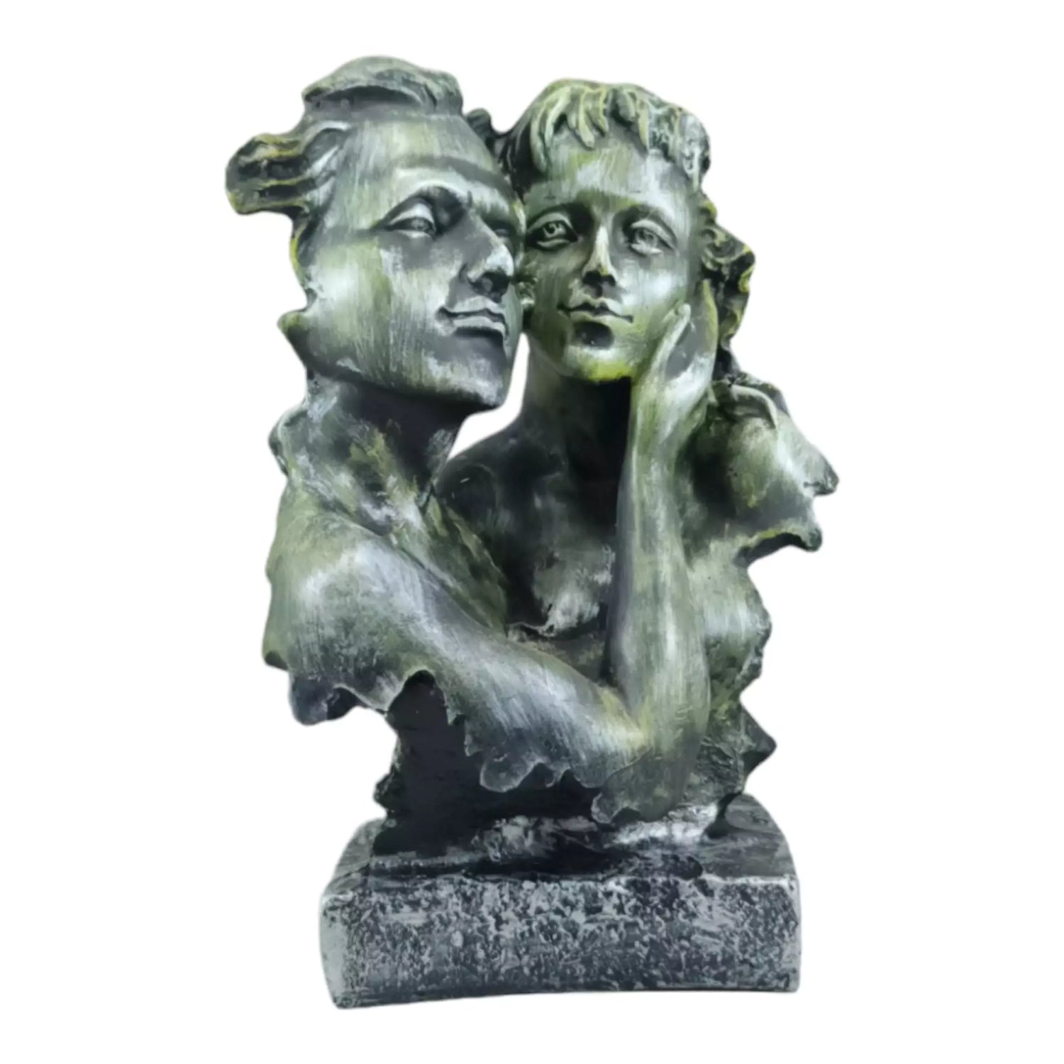 Green Couple Face Resin Statue