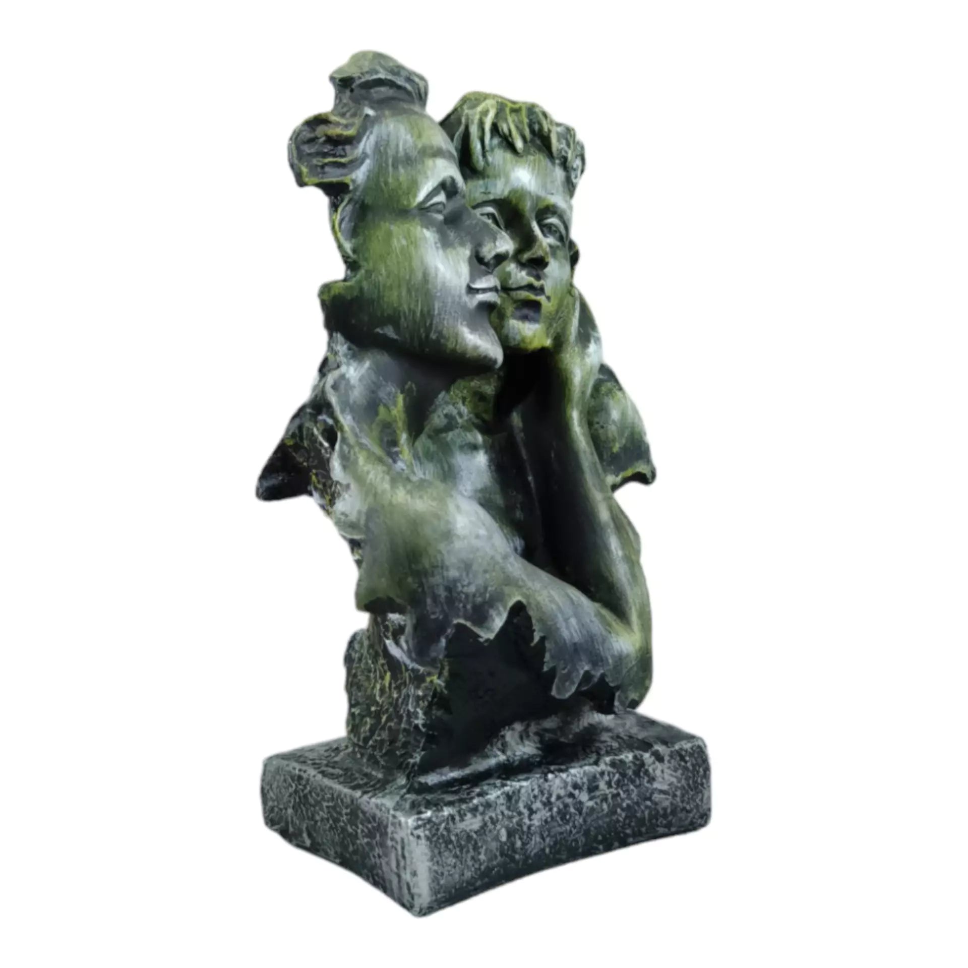 Green Couple Face Resin Statue