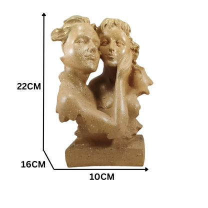 Orange Couple Face Resin Statue-Elegance for Vibrant Love Decor