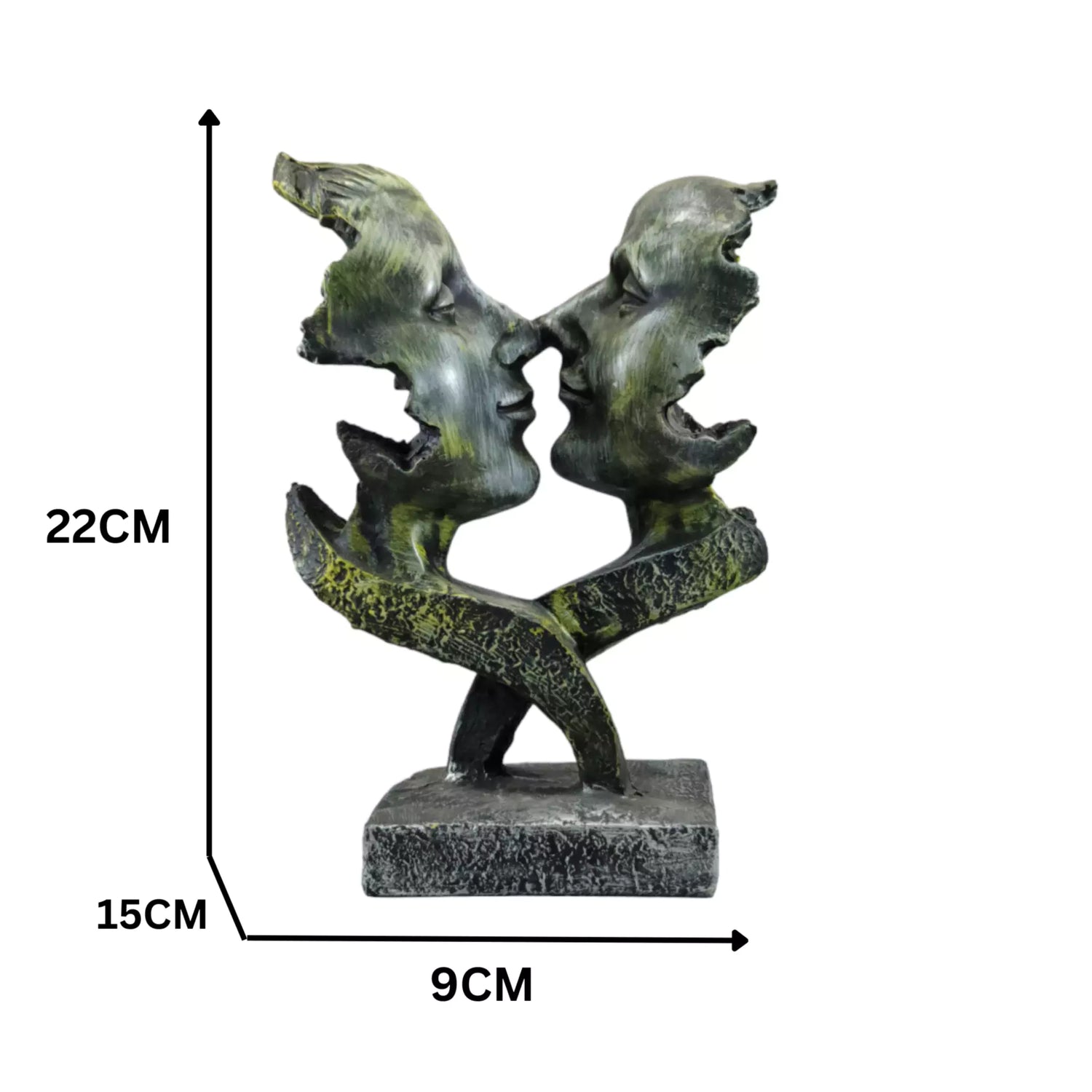 Green Couple Face Resin Statue for Contemporary Decor