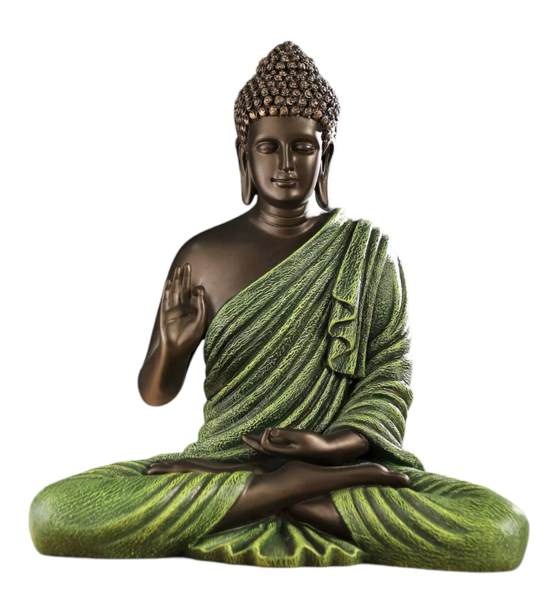 Elegant 15-Inch Green Blessing Buddha   Resin Sculpture