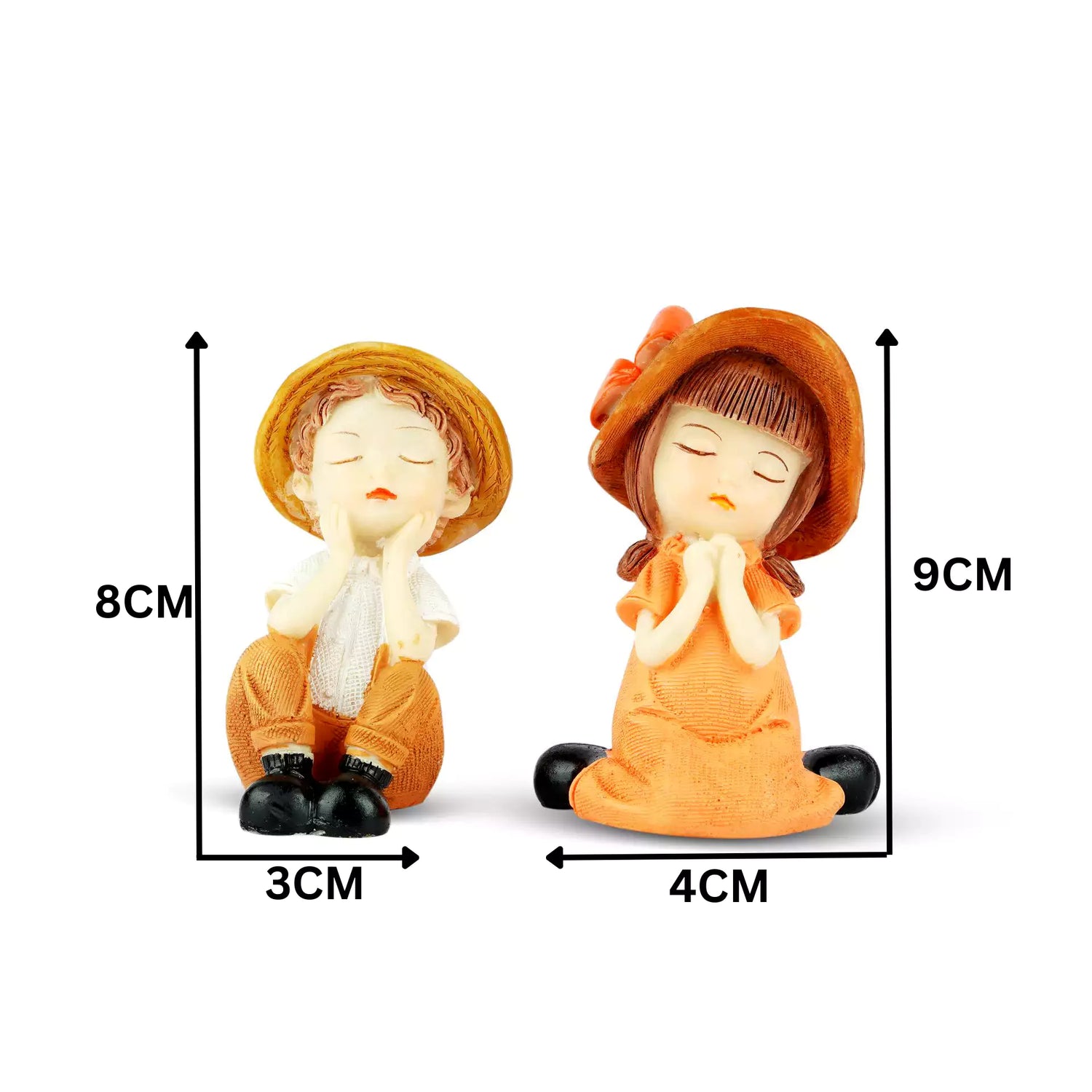 Two Kids Sitting Resin Statue