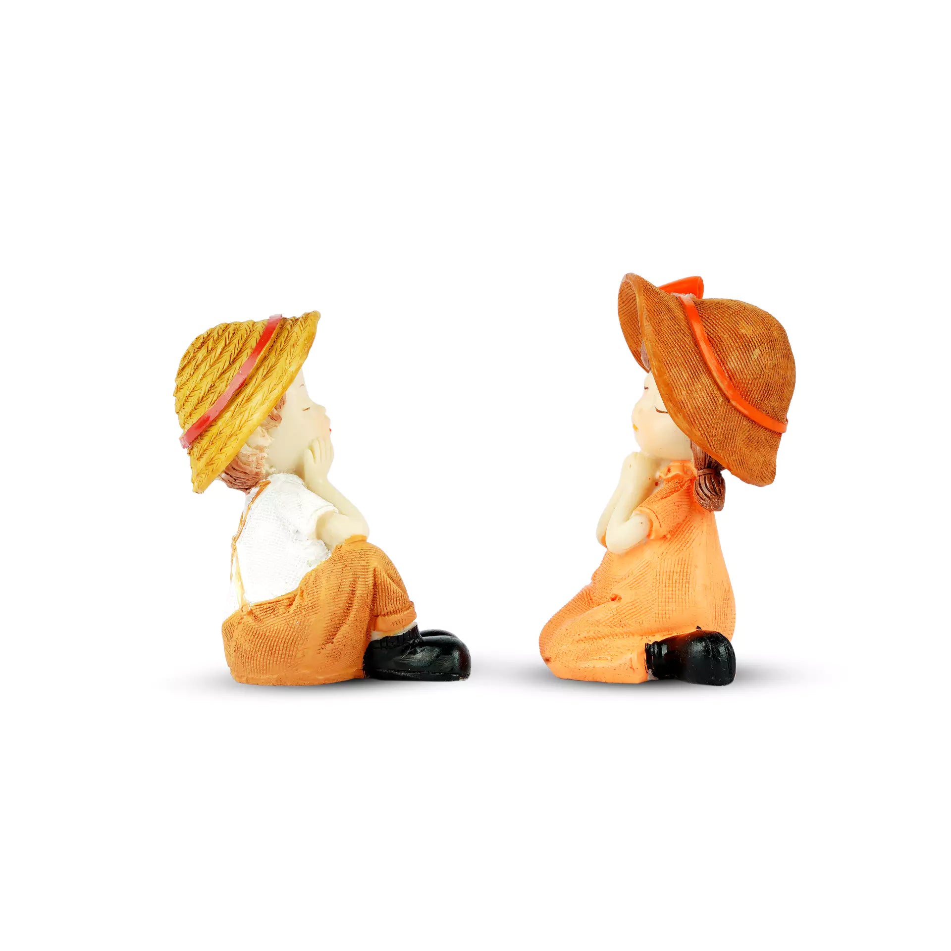 Two Kids Sitting Resin Statue