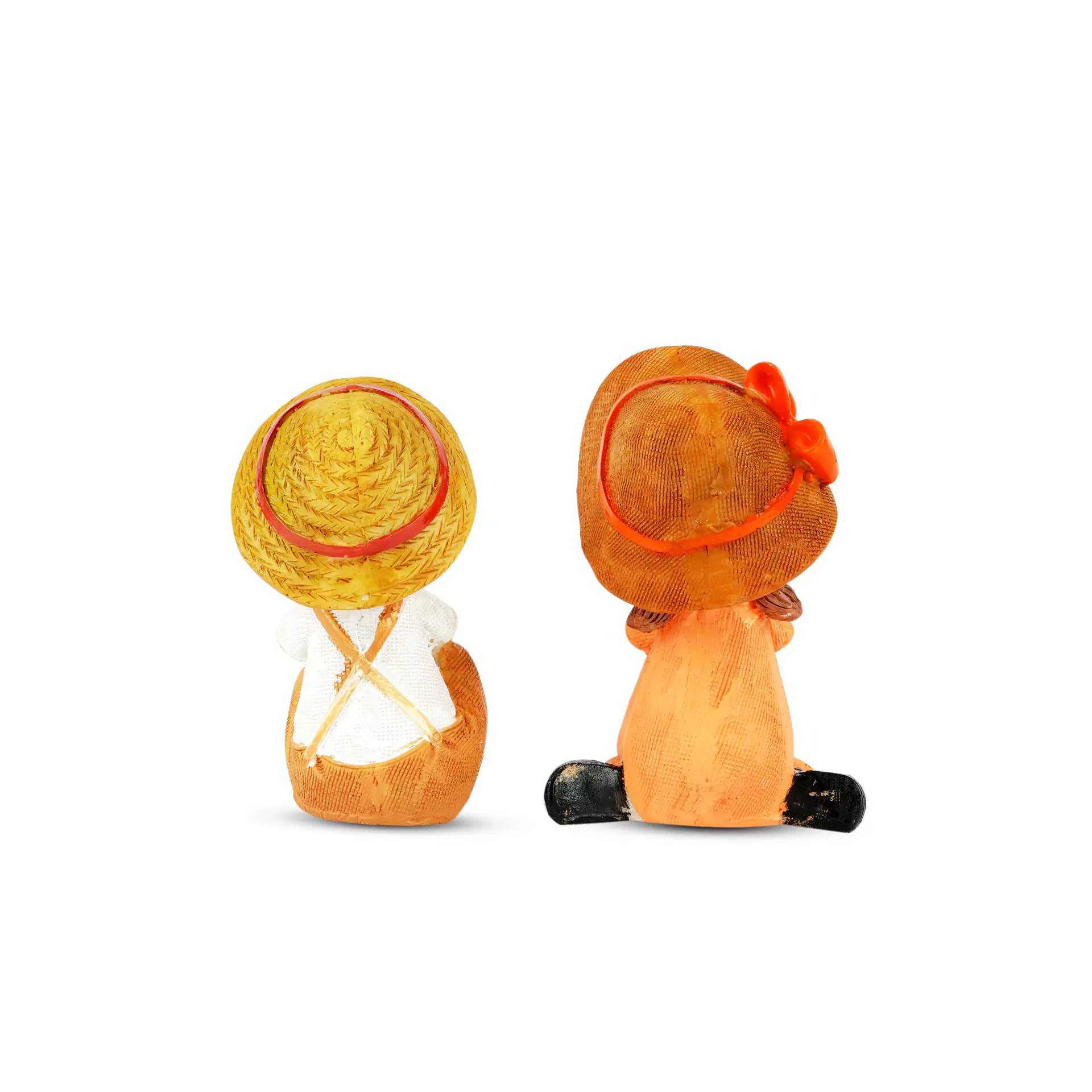 Two Kids Sitting Resin Statue