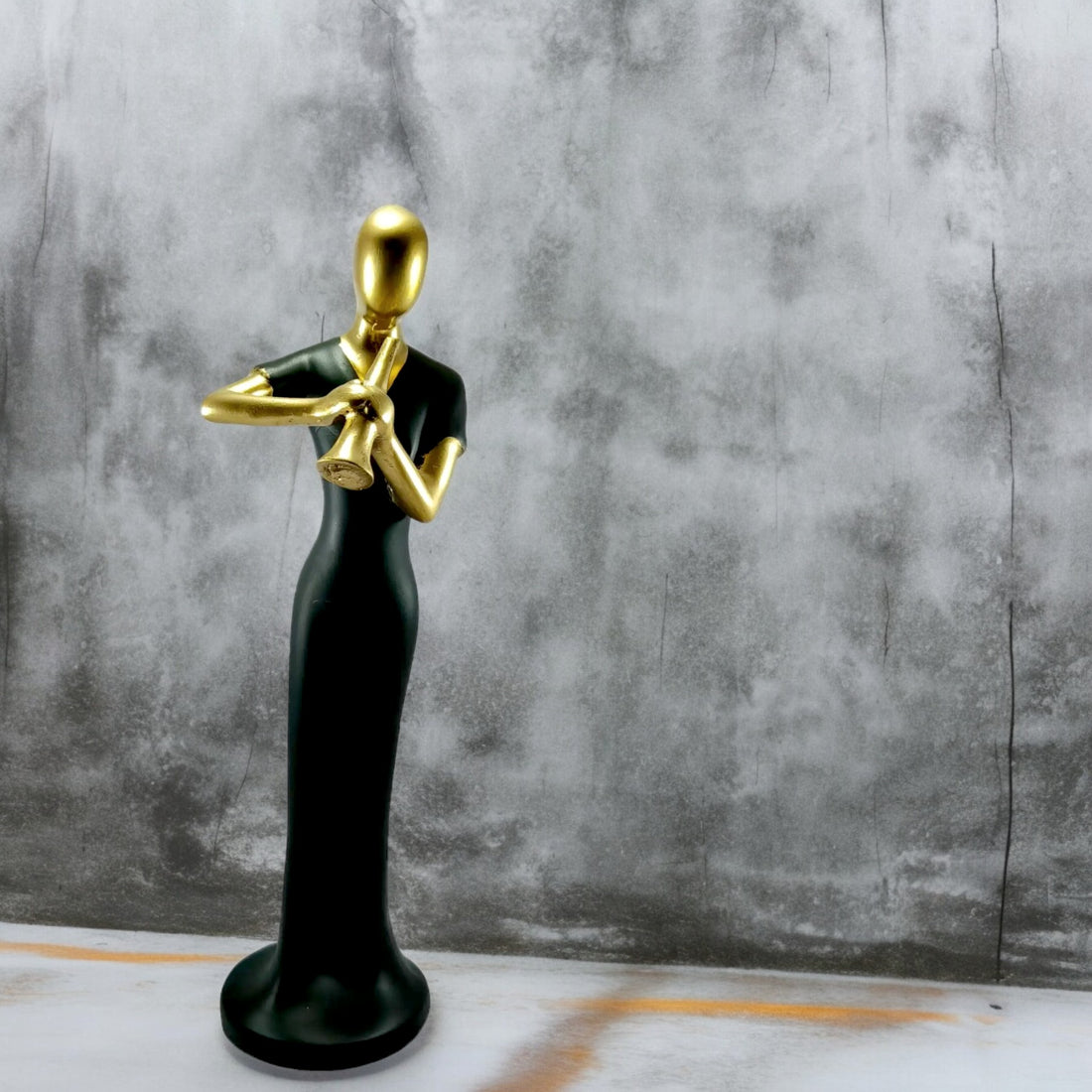 Melodic Elegance: Black Lady Playing Shehnai Resin Statue
