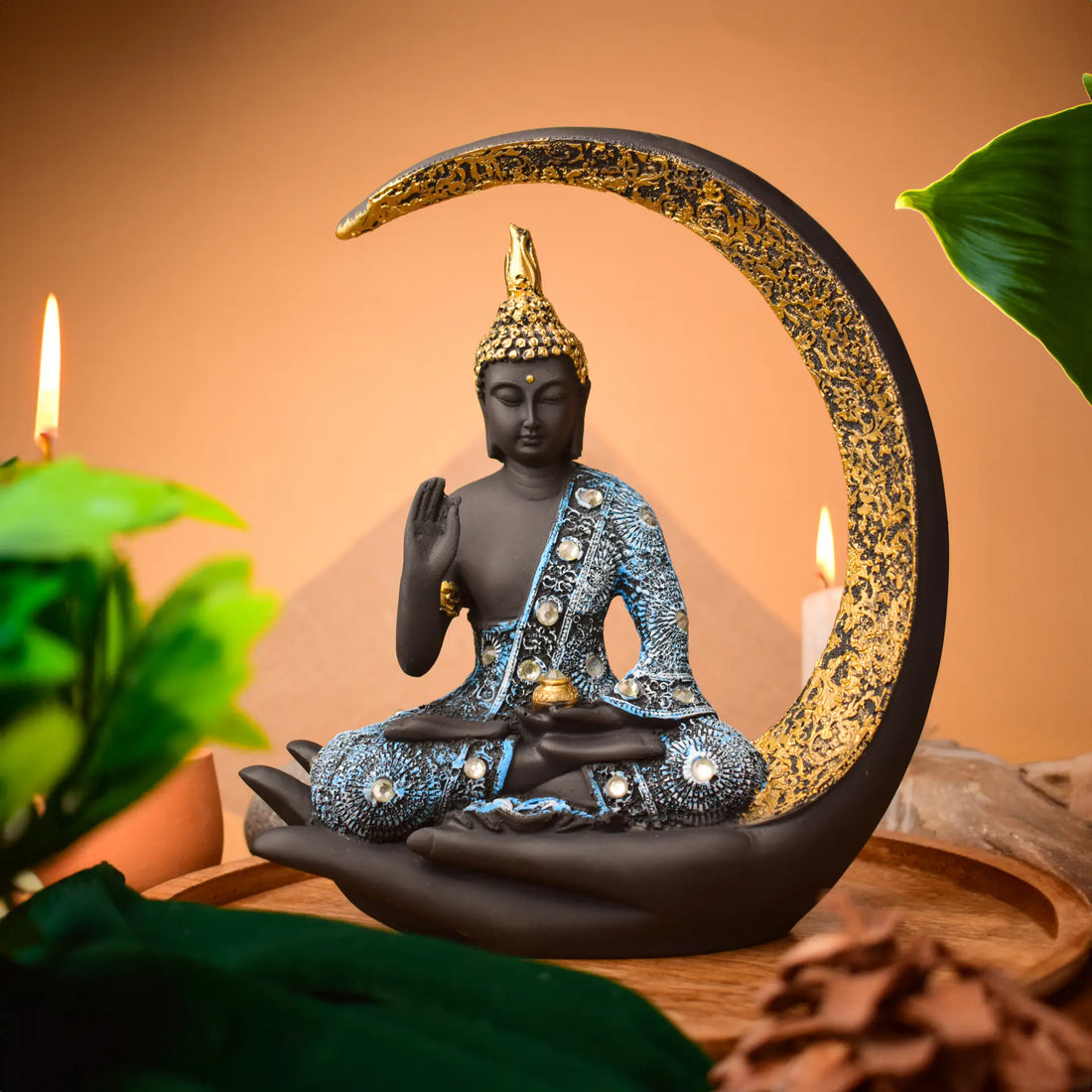 Blue Resin Handcrafted Buddha Chand Samadhi Statue