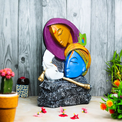 Resin Radha Krishna Murti Idol Statue Sculpture - Multicolour