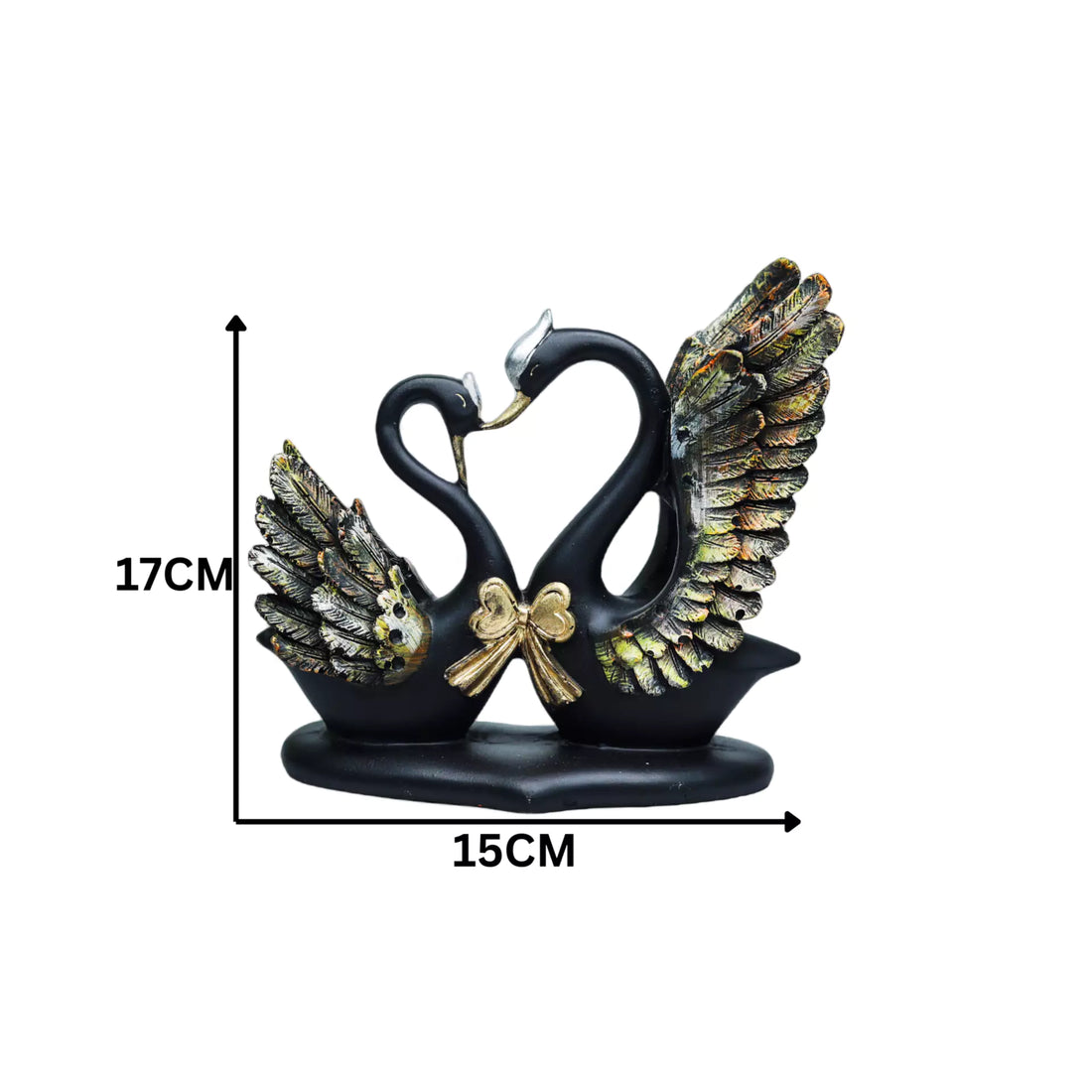 Artistry in Love: Handcrafted Swan Duo Forming Heart Resin Statue