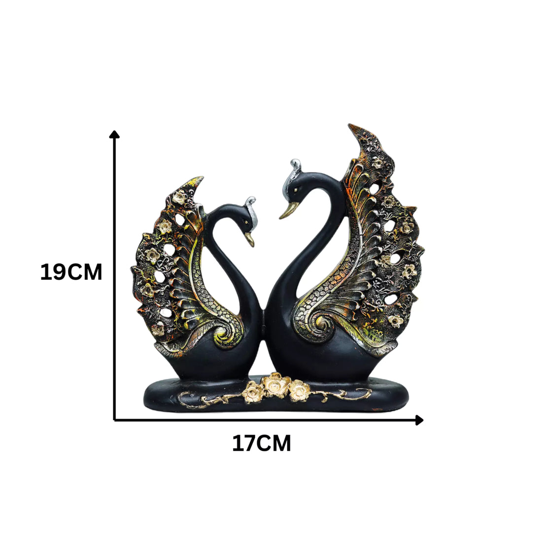 Graceful Union: Handcrafted Swan Pair Sculpture in Resin