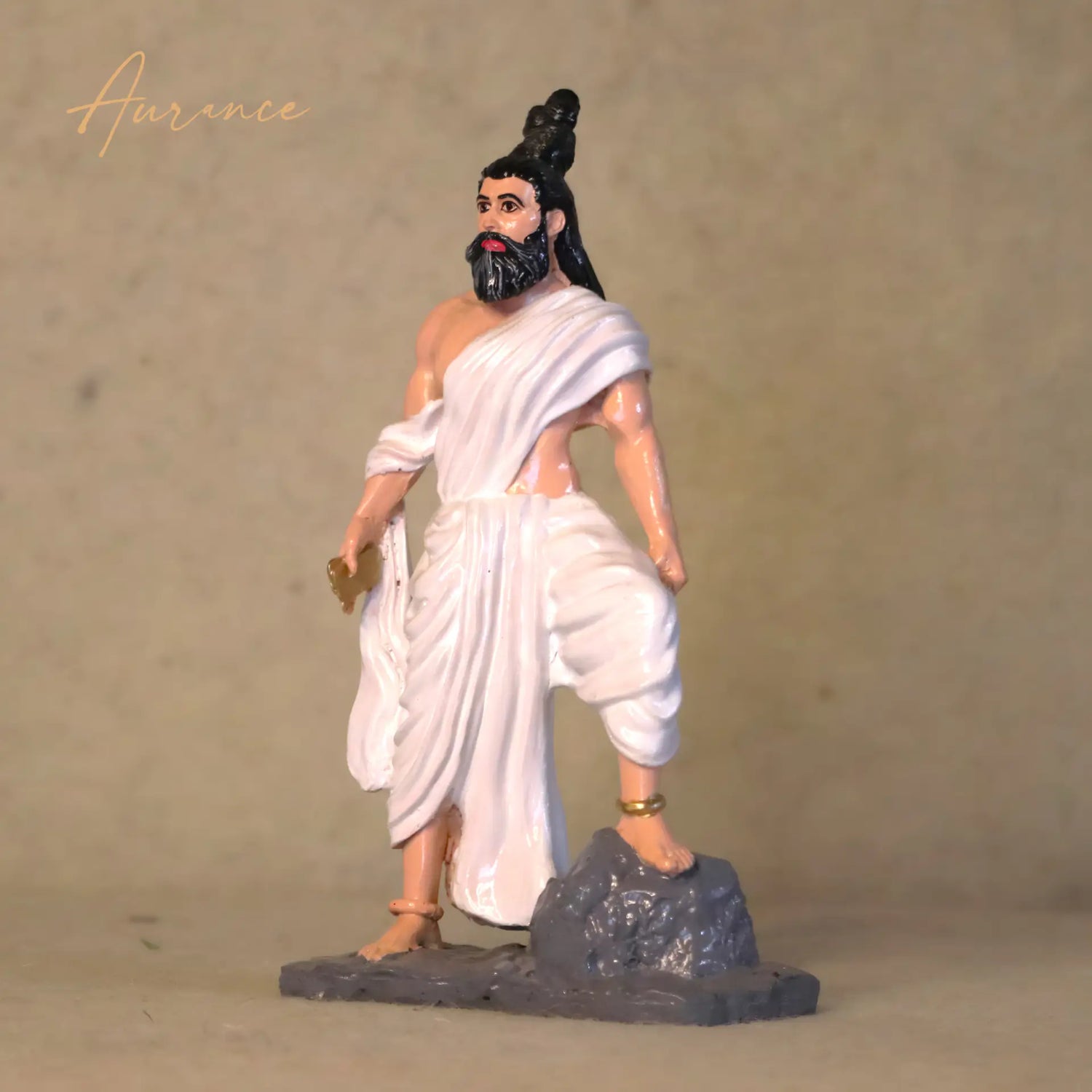 Thiruvalluvar Statue | Handmade Resin Marble Finish Idol | Multi Colour Hand Painted Tamil Saint Sculpture for Home Decor &amp; Gifting