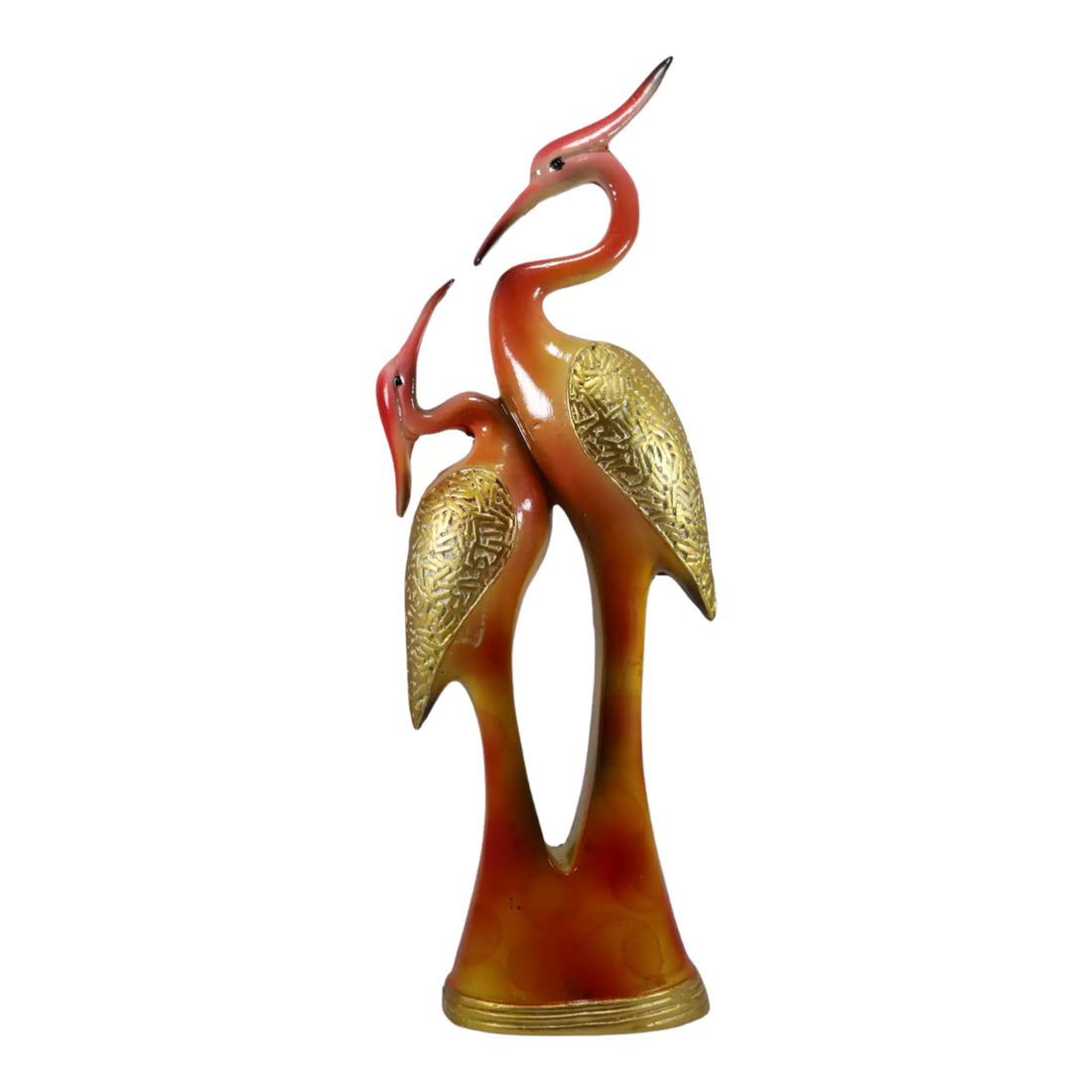 Orange Swan Couple Resin Handcrafted Statue