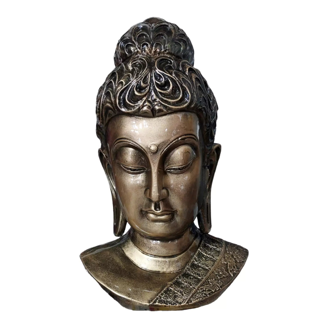 Antique Big Buddha Face Resin Handcrafted Statue