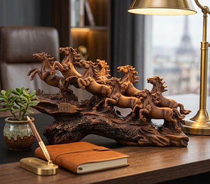 Running Seven Horses Resin Showpiece for Home Decor &amp; Vastu | Handmade Premium Feng Shui Horse Statue
