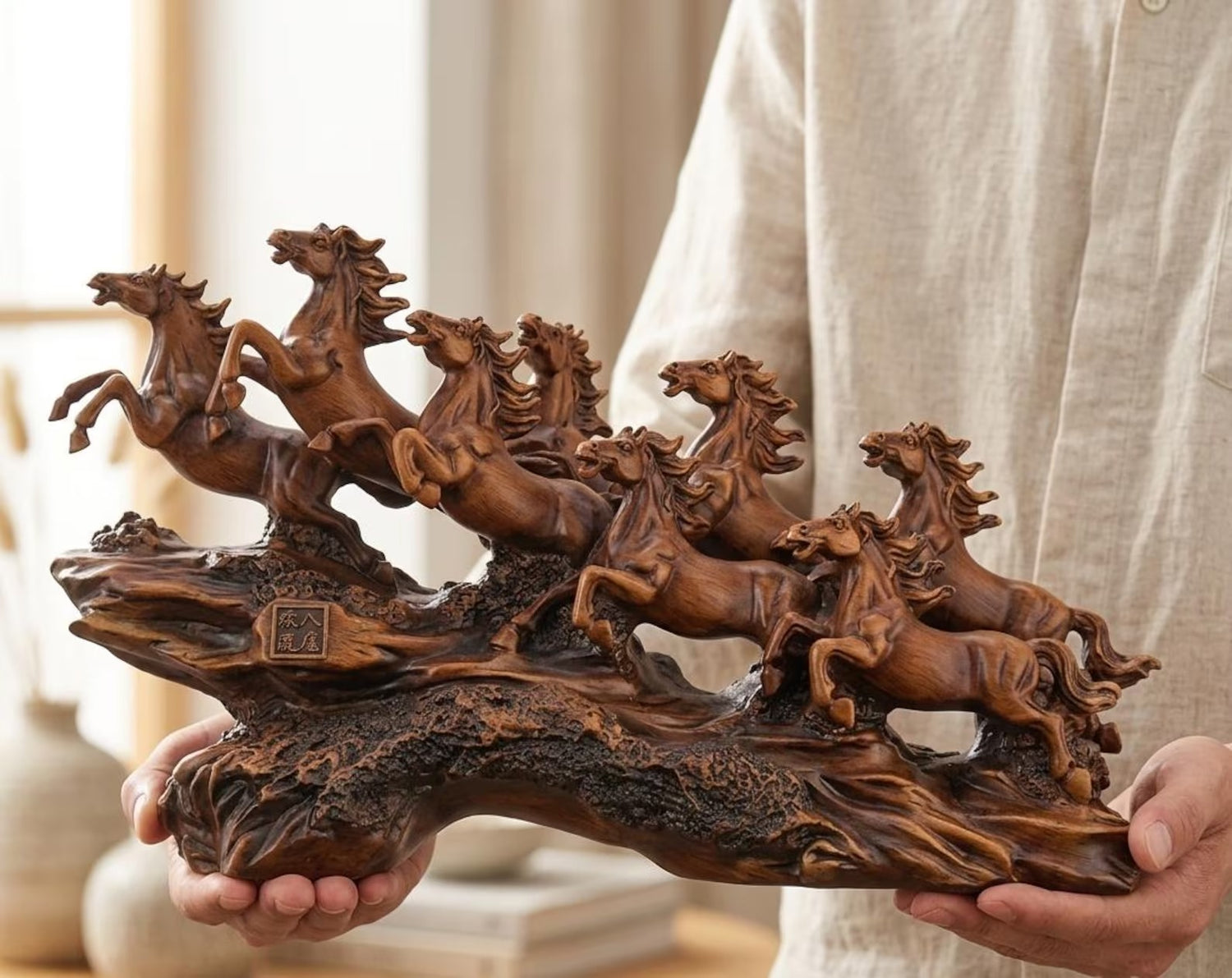 Running Seven Horses Resin Showpiece for Home Decor &amp; Vastu | Handmade Premium Feng Shui Horse Statue