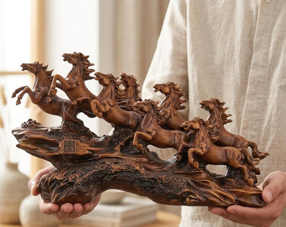 Running Seven Horses Resin Showpiece for Home Decor &amp; Vastu | Handmade Premium Feng Shui Horse Statue