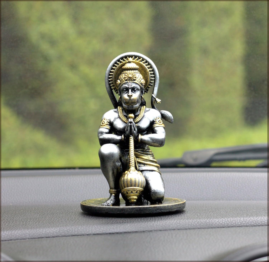 Divine Guardian: Hanuman Statue, car dashboard and desk