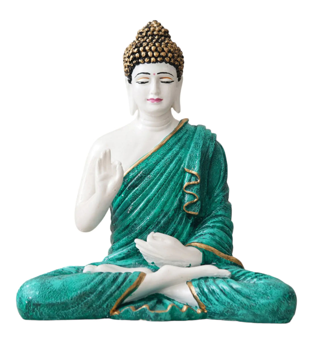 Cyan 15-Inch Blessing Buddha Resin Statue