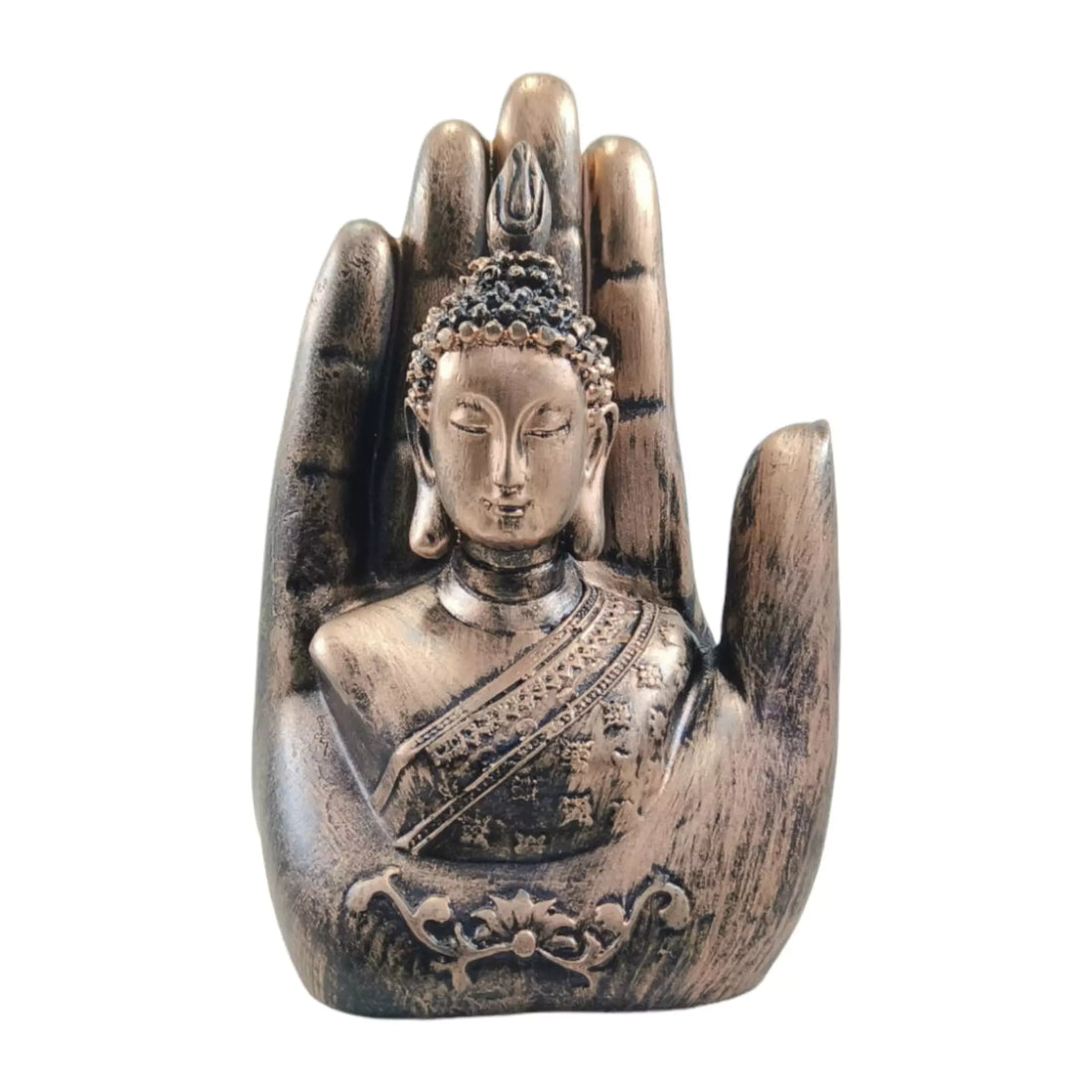 Copper Palm Buddha Resin Statue