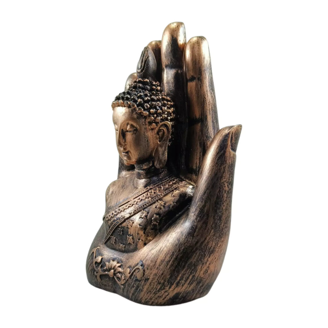 Copper Palm Buddha Resin Statue