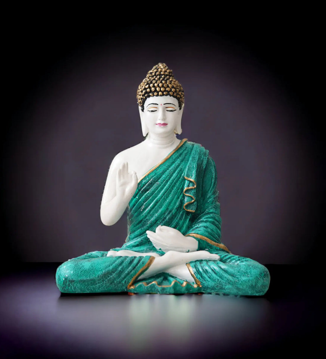 Cyan 15-Inch Blessing Buddha Resin Statue