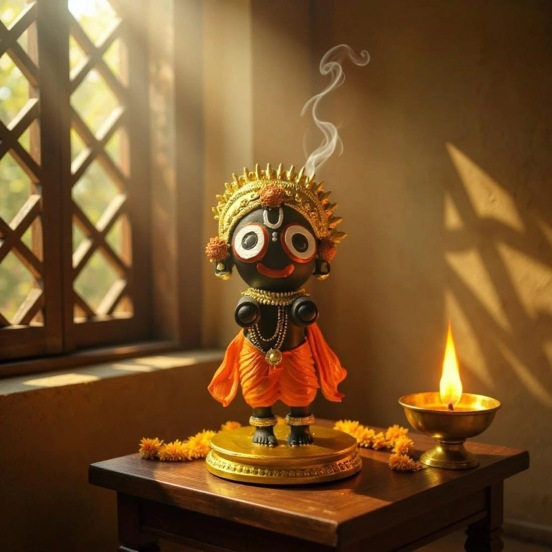 Resin Bal Jagannath Idol | Compact &amp; Colorful Statue for Car Dashboard, Office or Temple