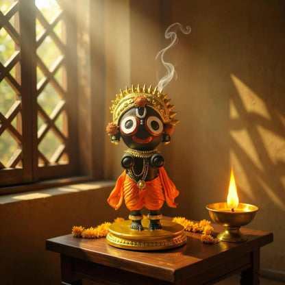 Resin Bal Jagannath Idol | Compact &amp; Colorful Statue for Car Dashboard, Office or Temple